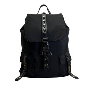 Saint & Sofia Black Nylon With Grommet Strap Design & Exterior Pockets Backpack